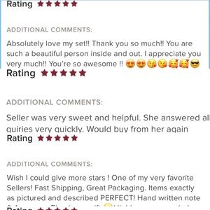 Ratings and “Love Notes” Are SO APPRECIATED by sellers! ❤️❤️❤️❤️❤️❤️❤️